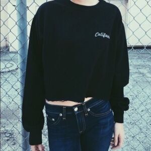 Brandy Melville John Galt Black Cropped California Sweatshirt Small Oversized